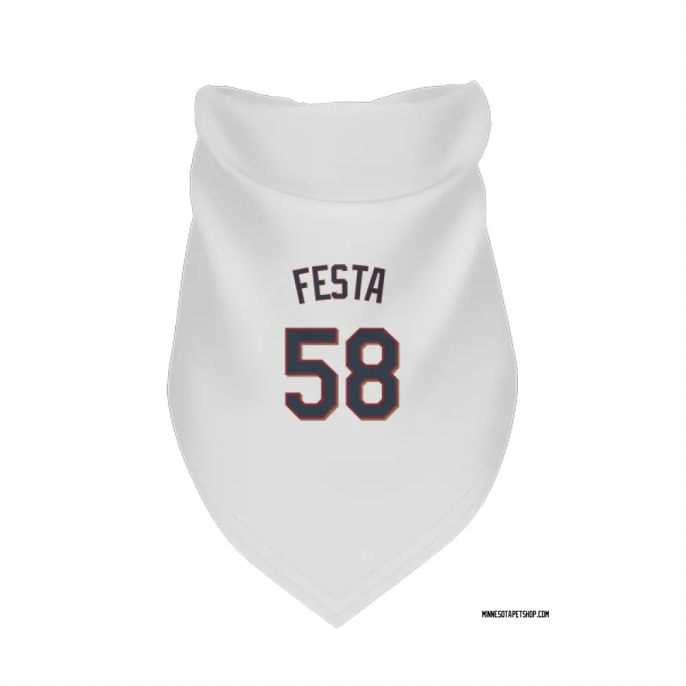 Minnesota Twins David Festa White Pet Bandana for Dog & Cat