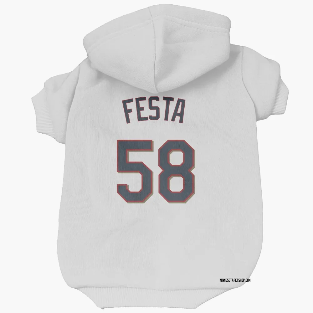 Minnesota Twins David Festa White Pet Hoodie for Dog & Cat