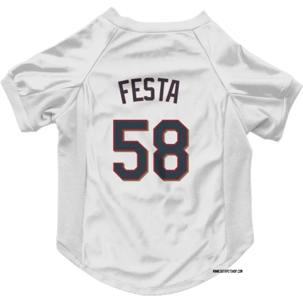 Minnesota Twins David Festa White Pet Jersey for Dog & Cat