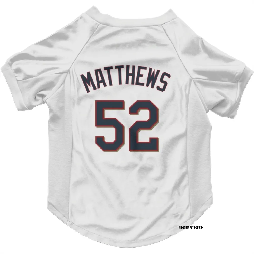 Minnesota Twins Zebby Matthews White Pet Jersey for Dog & Cat